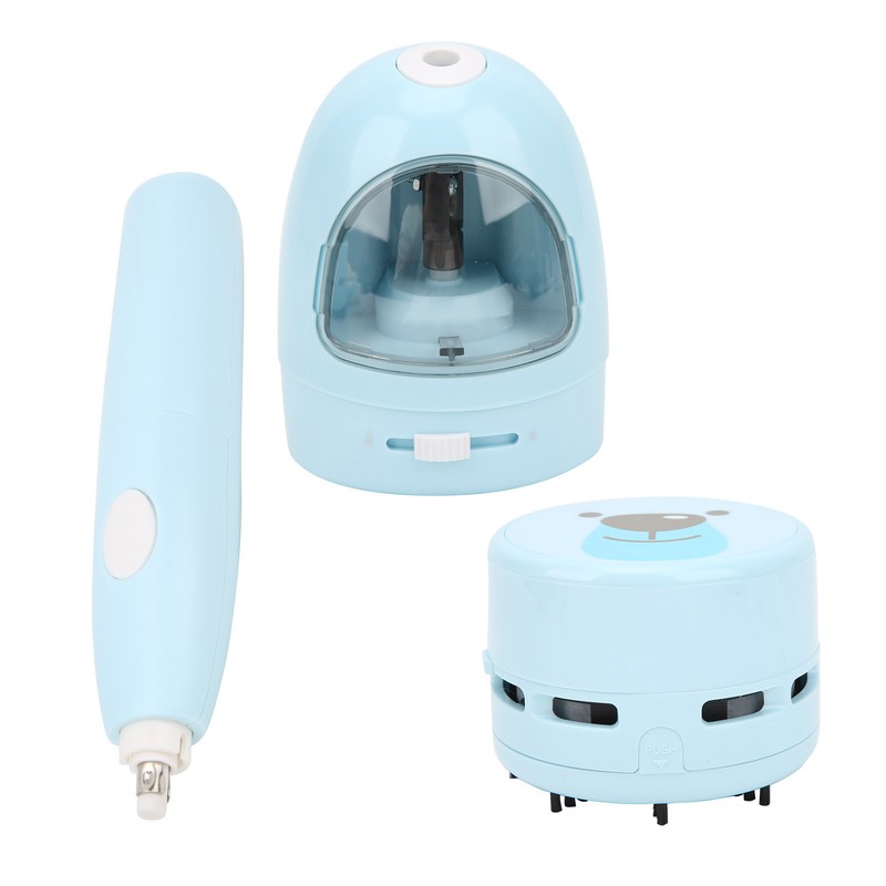 Pencil Sharpene Electric Blue Small Portable Stationery Set for Clean