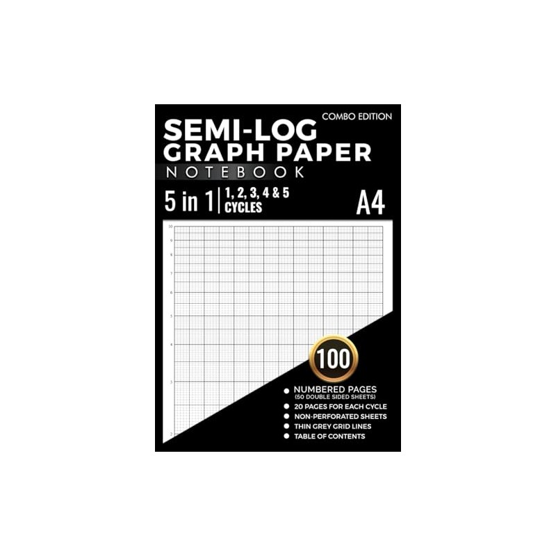 Semi-Log Graph Paper Notebook: X axis - Linear and Y