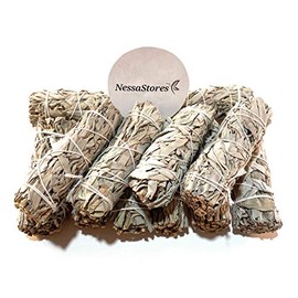 NessaStores 100 California White Sage Smudge Sticks, 4 Inch Hand Tied, All Natural for Home Cleansing, Stress Relief, & Clearing Negative Energy JC-006