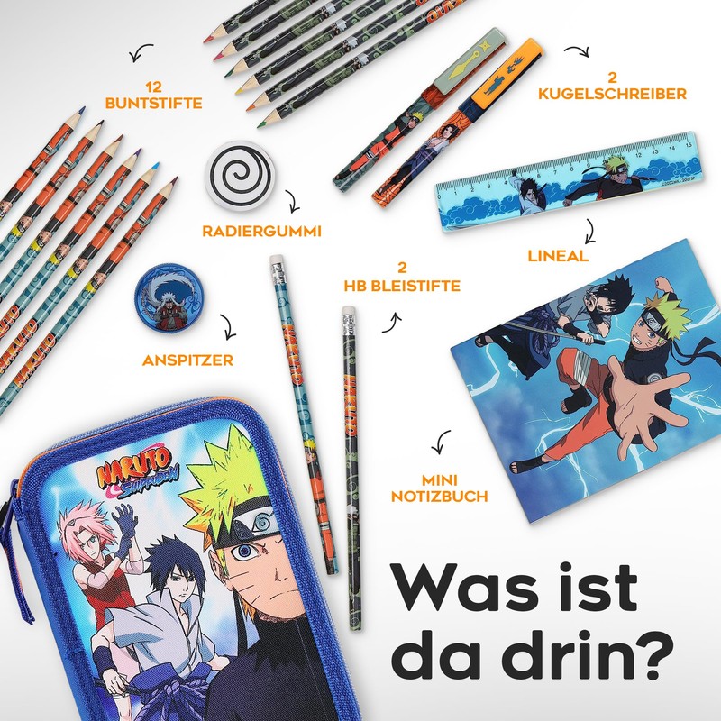 Naruto Pencil Case, Anime Fan Pencil Case with Complete School
