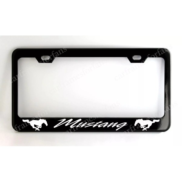 none Mustang License Plate Frame Custom Made of Black Powder