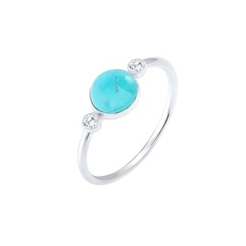 Elli Women's Boho Trend Ring with Zirconia Crystals Howlite in 925 Sterling Silver, Sterling Silver, Turquoise