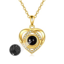 SILBAZI I Love You 100 Languages Necklace Love Heart Pendant NecklaceI Love You 100 Languages Jewelry Gifts for Women