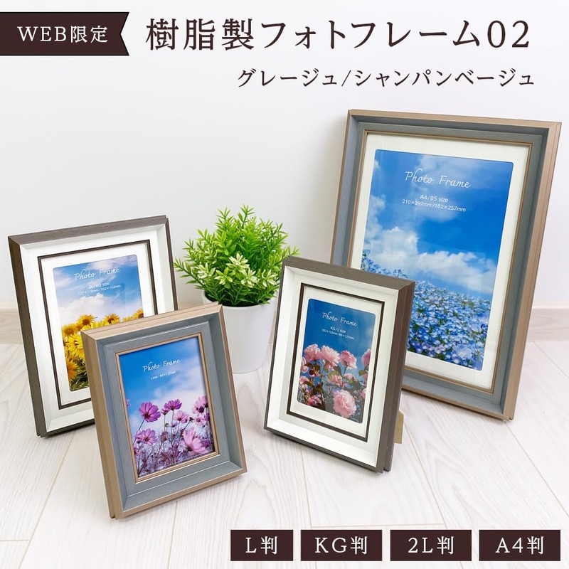 Nakabayashi Resin Photo Frame 02, A4/B5, Champagne Beige, IT-FL-PS02-A4-SB