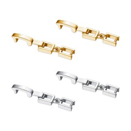 HAIKING Fold Over Clasp, 4 PCS Brass Watch Strap Clasps Jewelry Extender for Watches, Bracelets, Necklaces Crafts Making (Gold, Silver)