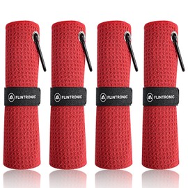 flintronic 4 PCS Golf Towel, Absorbent Microfiber Fabric, Portable Multifunction Golf Towels with Carabiner Clip for Golf Bags Fitness Sport Outdoor Yoga