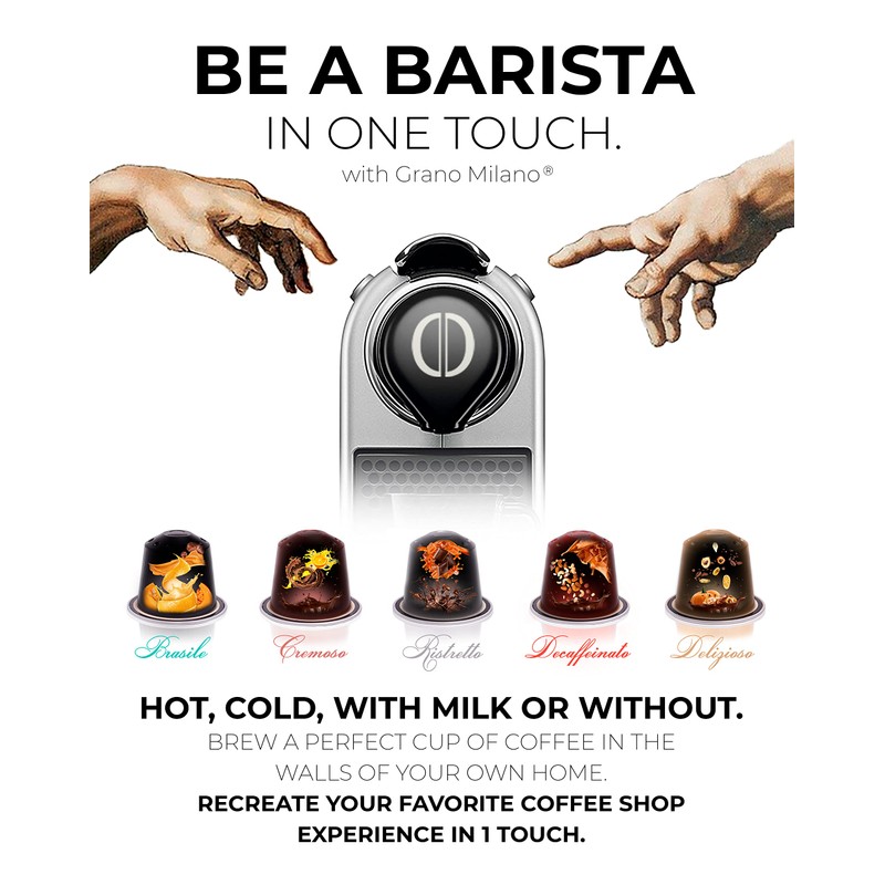 Grano Milano Ristretto 50 Aluminium Coffee Pods Compatible with Nespresso