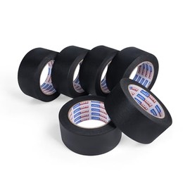 Adhes Black Masking Tape, 6 Rolls x 2'' x 55yds, Multi-Surface Painter's Tape for Clean Lines, Residue-Free Removal, Indoor and Outdoor Use