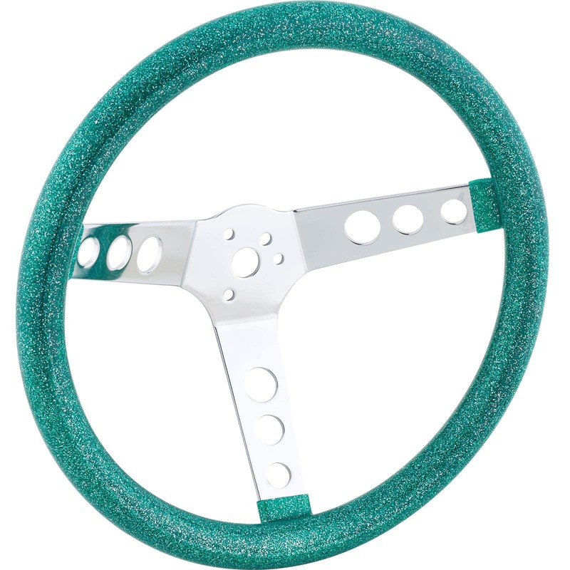 13 Inch Blue Metalflake 60s Style Steering Wheel, 3-1/2 Dish