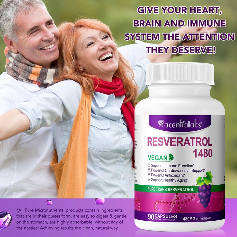 Resveratrol Supplement | Pure Trans-Resveratrol | 1480mg Per Serving |