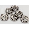 Hartmann-Knöpfe Pack of 6 Shiny Silver 4-Hole Buttons with Imperfect