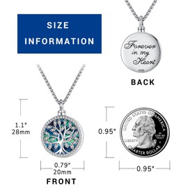 Eusense Tree of Life Urn Necklaces for Ashes 925 Sterling Silver Cremation Jewelry Tree of Life Pendant for Ashes Tree of Life Keepsake Pendant for Ashes Abalone Shell