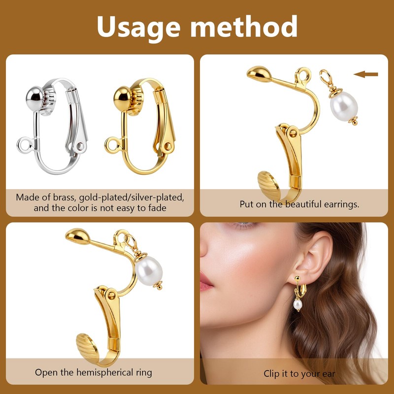 40 Pack Clip Earring Converters, Post to Clip On Earring
