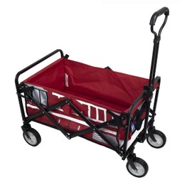 Reliant Outdoor Heavy Duty Collapsible Beach Wagon Cart with Adjustable Handle, Portable Transport with Large Capacity, Fire Truck