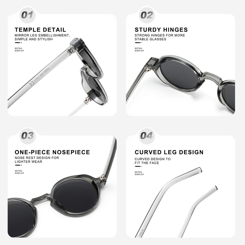 H HELMUT JUST Round Retro Sunglasses for Men and Women