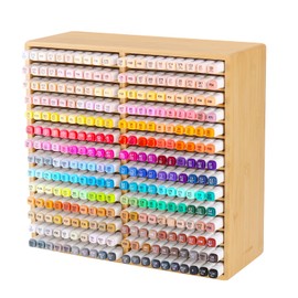 walowalo Bamboo Marker Organizer for 280 Markers Durable Pencil Holder Desk Storage Extra Large for Artists Teachers Students Office Classroom Birthday Gifts No Assembly Required 28-Compartments