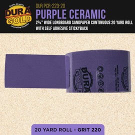 Dura-Gold Premium 220 Grit PSA Purple Film Ceramic Longboard Sandpaper, 2-3/4" Wide Continuous 20 Yard Roll - Self Adhesive Stickyback for Auto & Wood Air File Long Board Sanders, Hand Sanding Blocks