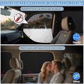 ZATOOTO Car Window Shades for Ford F-150 2015-2020, Double Layer Blackout Privacy Shades with Breathable Mesh Screen Reversible F-150 Window Cover Design Privacy & UV Protection for Travel Trip Camp