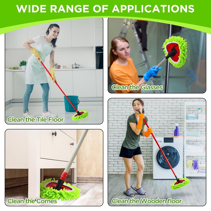 Baderke 3 Pack Chenille Mop Heads Replacements Compatible with 1