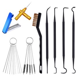 Carburetor Cleaning Kit, 1 Single Head Brush 23 Needles 5 Nylon Brushes 1 Scraper and 4 Cleaning Hooks for Motorcycles, ATVs, Chainsaws, and Small Engines