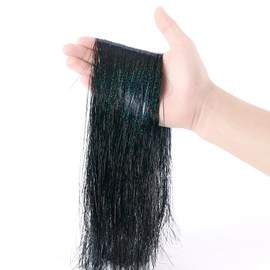 JXITON 3000pcs Christmas Icicle Tinsel,18in Black Foil Fringe Tinsel Strand Icicle Tinsel Christmas Tree Tinsel for Christmas Holiday Decor Birthday Supplies