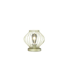ORE International 9.5" in Industrial Farm Cage Satin Matte Gold Uplight Metal Table Lamp