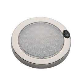 lighteu, 12 V/2.2 W, 140 mm, 316L Stainless Steel, Design LED Dome Light Ceiling Light with Switch (Warm White) for Boat, Yacht and Caravan, Motorhome, RV [Energy Class A]