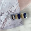 [Handmade Nail Tips] Gold Glitter Navy Stone Nails / [수제네일팁]