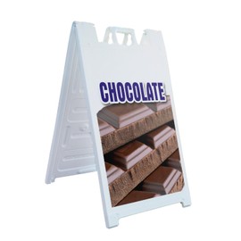 A-Frame Sidewalk Chocolate 24" x 36" Double Sided A-Frame Sidewalk Sign, Includes 2 Plastic Inserts | Foldable Portable White Signicade Sandwich Board Signs