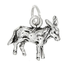LGU Sterling Silver Oxidized 3D Donkey Mule Charm