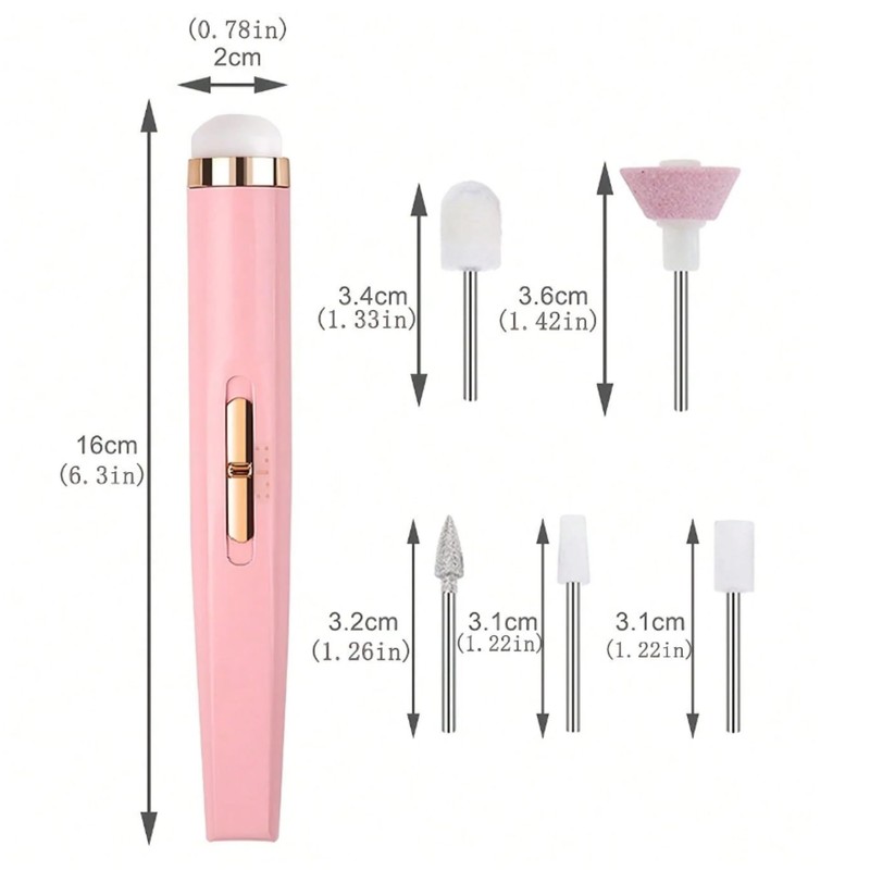 Pulidor de Uñas Recargable 5 en 1 con Luz LED