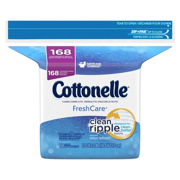 Cottonelle Fresh Flushable Wipes, Refills, Case of 4/168s (672 ct)