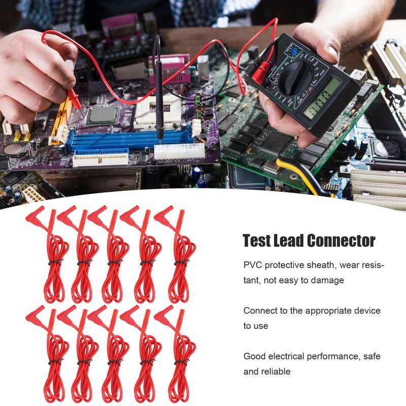 10 Sets Multimeter Test Line 4mm Male to Male Leads