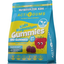 Kids Magnesium 180 Vegan Gummies | Magnesium Citrate 1250mg & Vitamin C 80mg | Support Sleep, Bones, Immune, Energy & Cognition | Resealable & Recyclable Pouch | Suitable for Kids Age 5+ by ActivGums®
