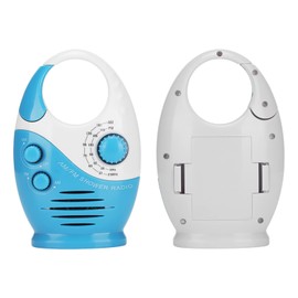 Portable Radio, AM FM Hook Type Waterproof Broadcast Music Shower Radio with Speaker for Shower Rooms, Bedside Tables and Garages(Blue)