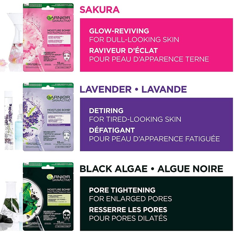 Garnier SkinActive Moisture Bomb Sheet Masks Combo Set, With Hyaluronic