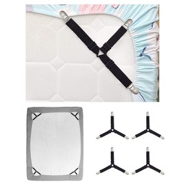 Bed Sheet Holder Straps, Adjustable Bed Sheet Fastener and Triangle Elastic Mattress Cover Clips Suspenders Grippers Fasteners Keeping Sheets Place for Flat Sheets Bedding Mattress
