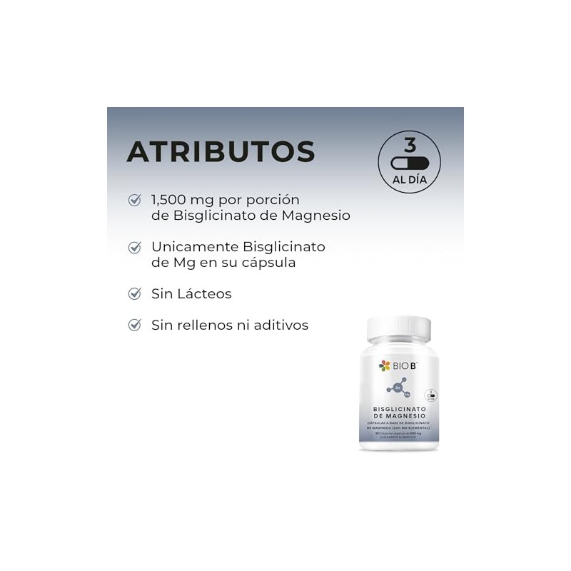 Bio Bisglicinato Magnesio 1500 Alta Absorción Glicina Quelado Apoyo Sueño