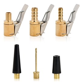 Air Chuck Tyre Inflator,1/4 Inch Tyre Valve Connector Extension Brass Pump Adaptor Clip on Air Compressor Tool Hose End Accessories for Car, Bike,Motorcycle,3 pcs