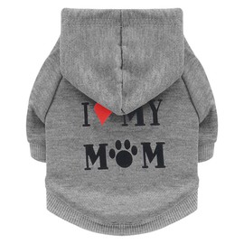 Izefia Dog Hoodie Dog Hoodies for Small Dogs Clothes I Love My Mom Fleece Sweater Winter Sweat Shirt Warm Cotton Dog Hoodie for Small Dog Cat Mom Grey XS