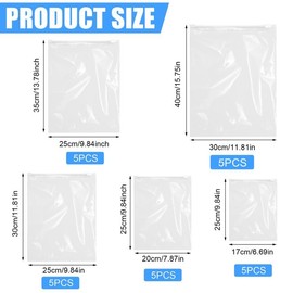 Pack of 25 Large Zip Bags, 5 Sizes Clothes Bags, Zip Bags, Reusable, Zip Bags, Waterproof, Storage Bags for Clothing Bags, for Storing Clothes, Quilts, Blankets