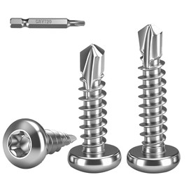 HanTof 100Pcs Torx Drive High-Strength Quick Tapping Screws for Metal, #8 x 3/4" Pan Head Self Drilling Screws, 410 Stainless Steel Sheet Metal TEK Screws Assortment with 1 Pcs T20 Bits