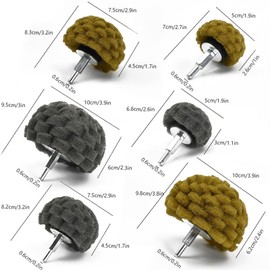 6-Piece Grey and Yellow Fleece Grinding Drill Bit Set, Grinding Head for Polishing Brushing Shaped Scouring Pad with 1/4 Inch Handle for Manifold/Aluminium/Stainless Steel/Chrome etc