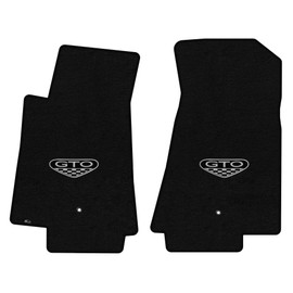 Lloyd Mats LogoMat Custom Floor Mats for Pontiac GTO 2004-2006 (Black, 2 PC - Front Mats (w/Footrest Cut))