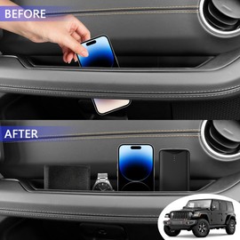 JAKISIMA Organizer Box Compatible with JL Passenger Grab Handle Storage Tray Grab Bar 2024 2025 Jeep Wrangler JL 2/4 Door 4XE Interior Accessories