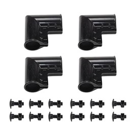Chain Link Fence Gate Corner 1 3/8" x 1 3/8" Aluminum Gate Corner Gate Elbow, 4 Pack (Black)