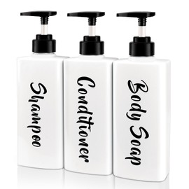 ILIKEPOW Pack of 3 Shampoo Dispenser for Shower, 500 ml Soap Dispenser with Pump, Refillable Shampoo Bottle for Filling for Bathroom, Shower Gel Dispenser for Shower, Lotions, Shampoo, White