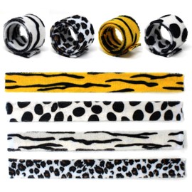 Animal Print Slap Bracelets for Kids - 16 Pk Animal Slap Bands for Wild Animal Party Favors, Animal Birthday Party, Safari Party Favors - Assorted Animal Print Wristbands Cow Leopard Tiger Zebra
