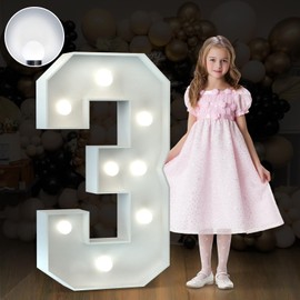imprsv 3ft Marquee Numbers - Light Up Numbers for Parties & Events - Cool White - Perfect for 3rd, 13th, 23rd & 30th Birthday Parties & Anniversaries