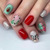 Christmas Press on Nails Short Square OFDNE Fake Nails False Nails with Designs Deer Christmas Tree Glitter Nails Colorful Glossy Glue on Nails Stick on Nails Acrylic Nails for Women Girls 24 Pcs